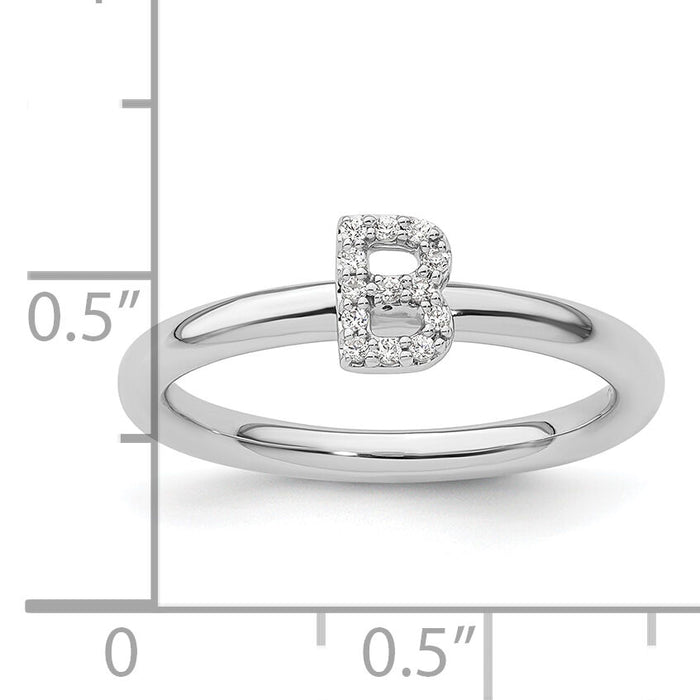14K White Gold Stackable Diamond Initial B Ring-SK2112BW