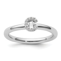14K White Gold Stackable Diamond Initial C Ring-SK2112CW