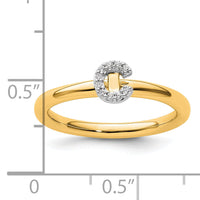 14K Stackable Diamond Initial C Ring-SK2112CY