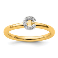 14K Stackable Diamond Initial C Ring-SK2112CY