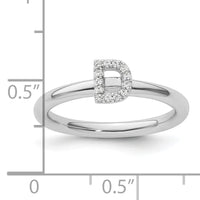 14K White Gold Stackable Diamond Initial D Ring-SK2112DW