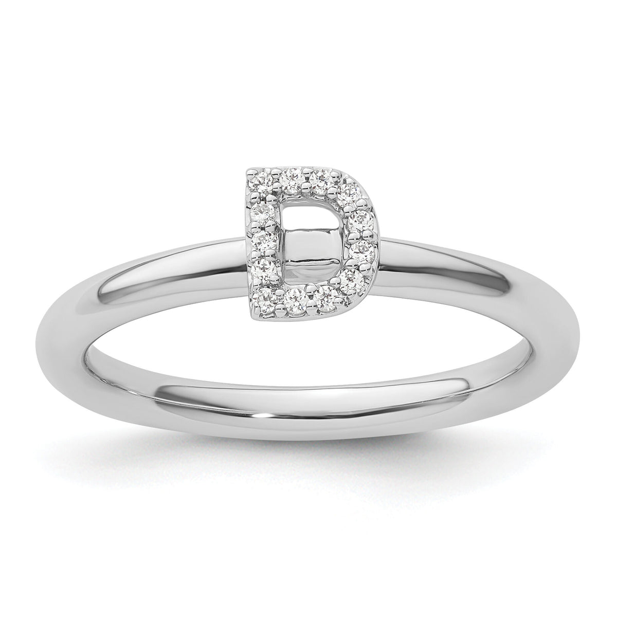 14K White Gold Stackable Diamond Initial D Ring-SK2112DW
