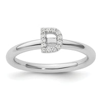 14K White Gold Stackable Diamond Initial D Ring-SK2112DW