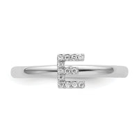 14K White Gold Stackable Diamond Initial E Ring-SK2112EW