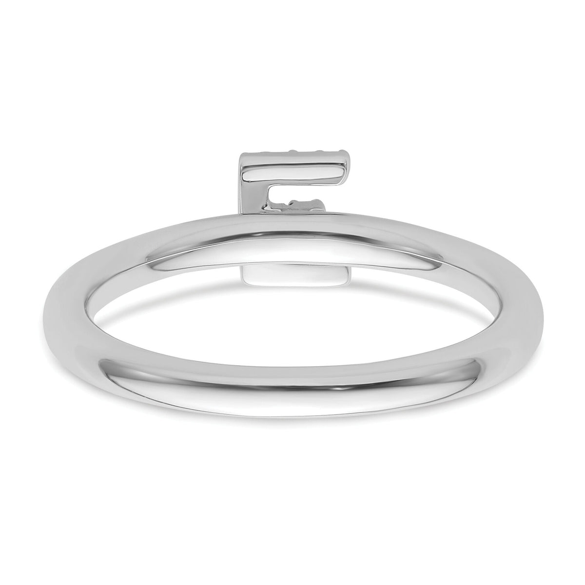 14K White Gold Stackable Diamond Initial E Ring-SK2112EW