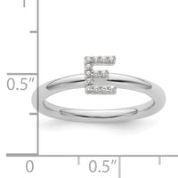 14K White Gold Stackable Diamond Initial E Ring-SK2112EW
