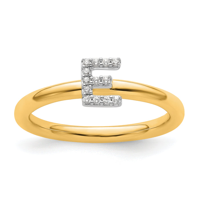 14K Stackable Diamond Initial E Ring-SK2112EY