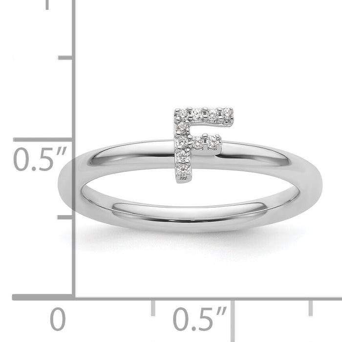 14K White Gold Stackable Diamond Initial F Ring-SK2112FW