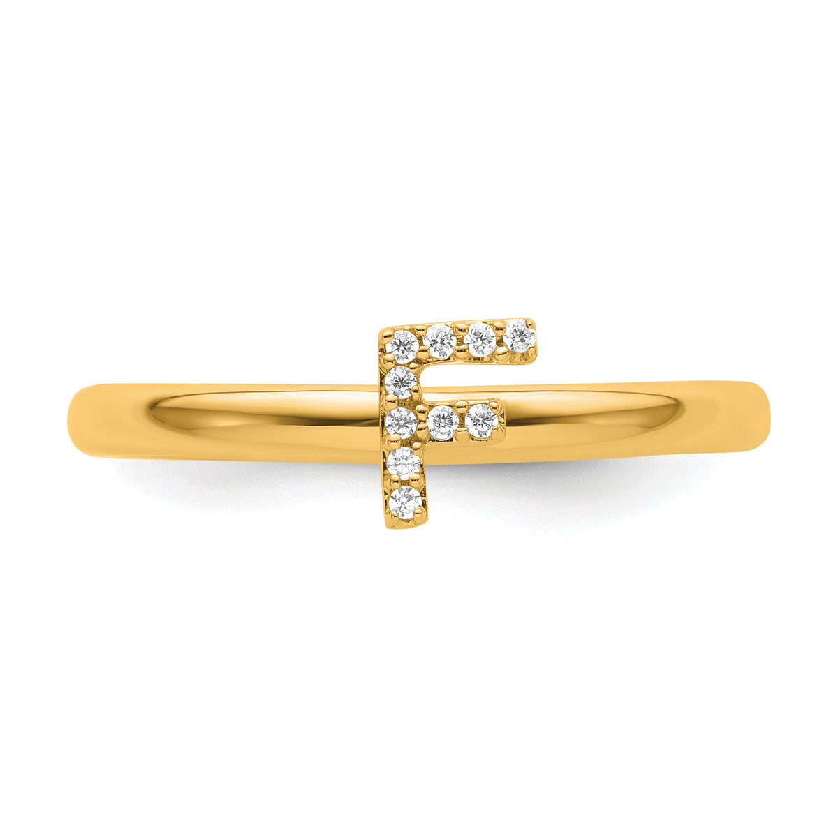 14K Stackable Diamond Initial F Ring-SK2112FY