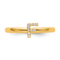 14K Stackable Diamond Initial F Ring-SK2112FY