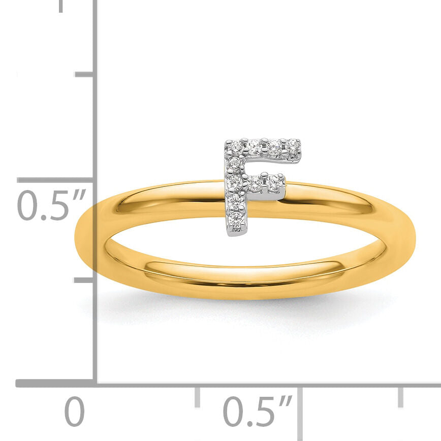 14K Stackable Diamond Initial F Ring-SK2112FY