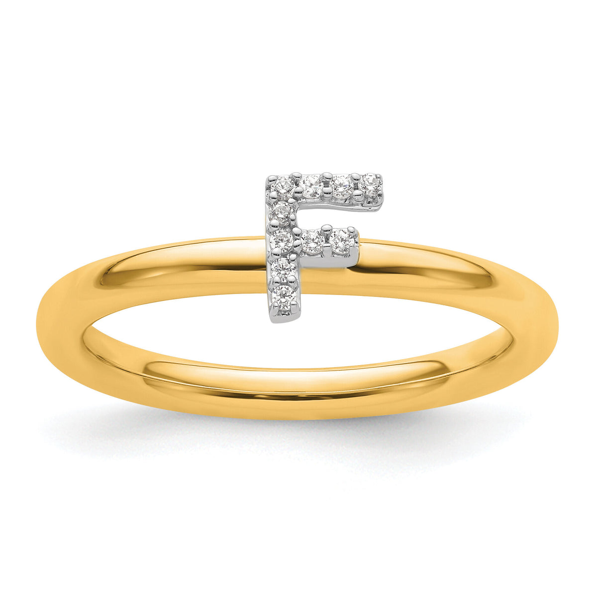 14K Stackable Diamond Initial F Ring-SK2112FY