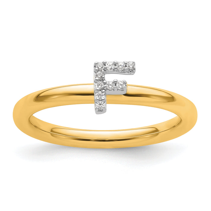 14K Stackable Diamond Initial F Ring-SK2112FY