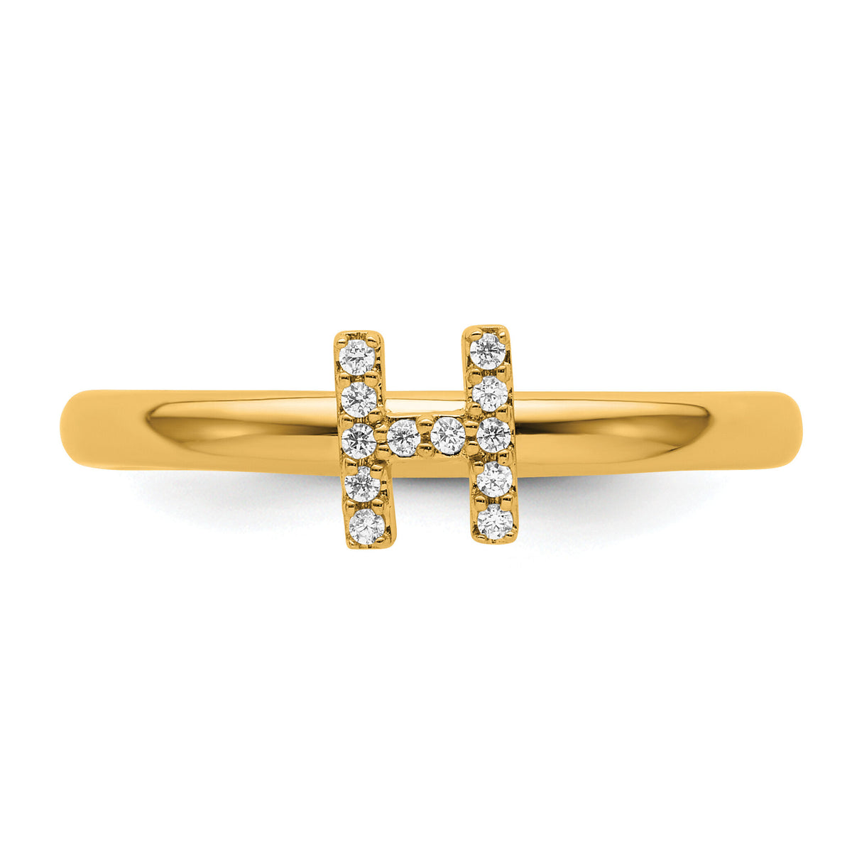 14K Stackable Diamond Initial H Ring-SK2112HY