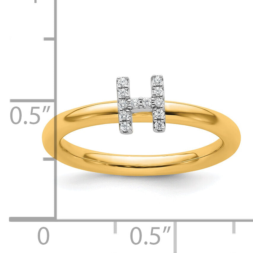 14K Stackable Diamond Initial H Ring-SK2112HY