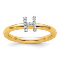 14K Stackable Diamond Initial H Ring-SK2112HY