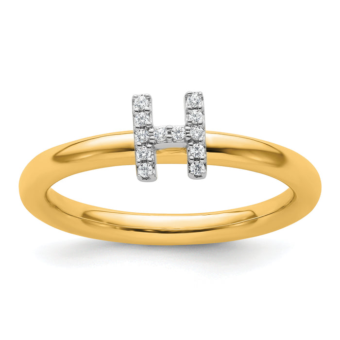 14K Stackable Diamond Initial H Ring-SK2112HY