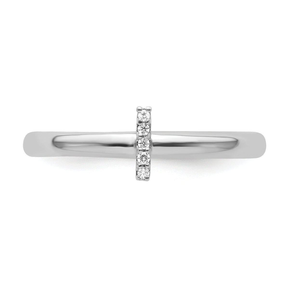 14K White Gold Stackable Diamond Initial I Ring-SK2112IW