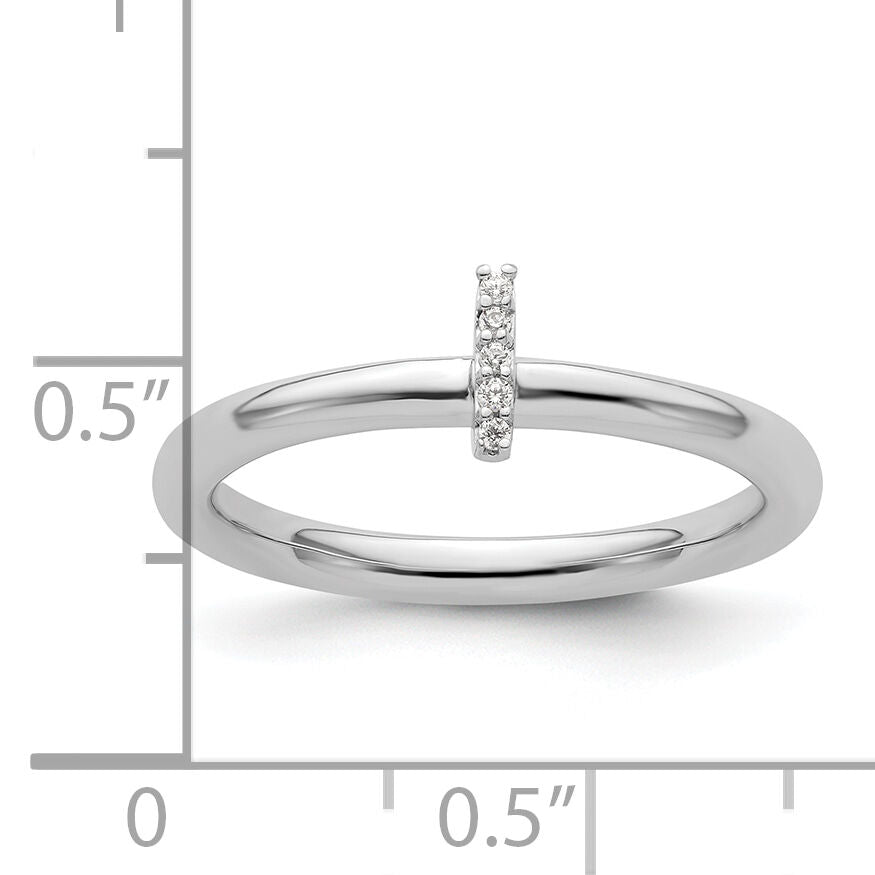 14K White Gold Stackable Diamond Initial I Ring-SK2112IW