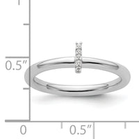14K White Gold Stackable Diamond Initial I Ring-SK2112IW