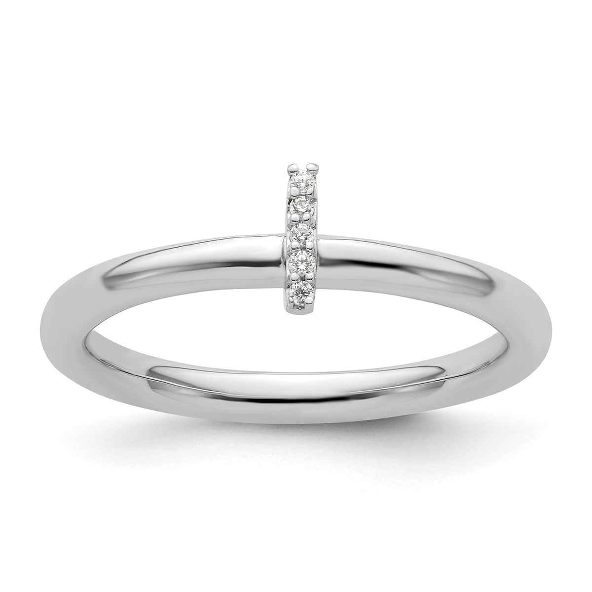 14K White Gold Stackable Diamond Initial I Ring-SK2112IW