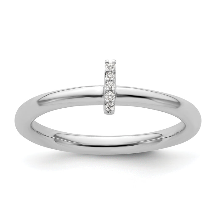 14K White Gold Stackable Diamond Initial I Ring-SK2112IW
