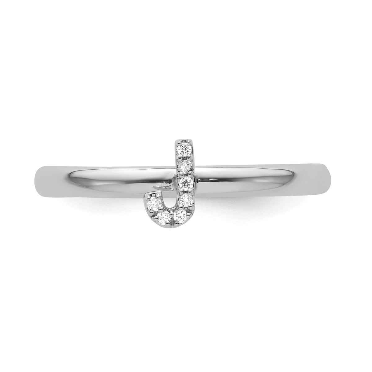 14K White Gold Stackable Diamond Initial J Ring-SK2112JW