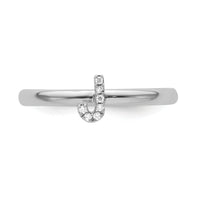 14K White Gold Stackable Diamond Initial J Ring-SK2112JW