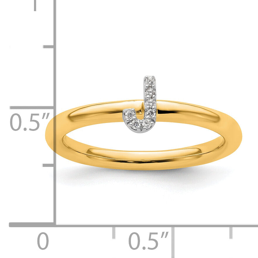 14K Stackable Diamond Initial J Ring-SK2112JY