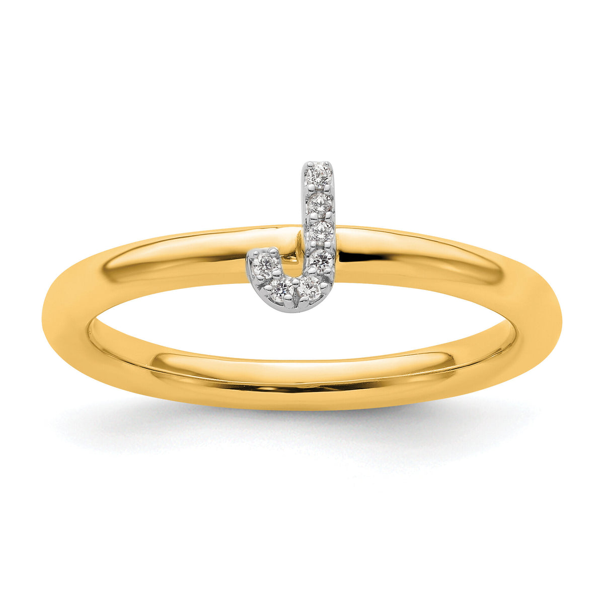 14K Stackable Diamond Initial J Ring-SK2112JY