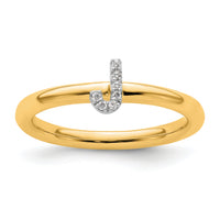 14K Stackable Diamond Initial J Ring-SK2112JY