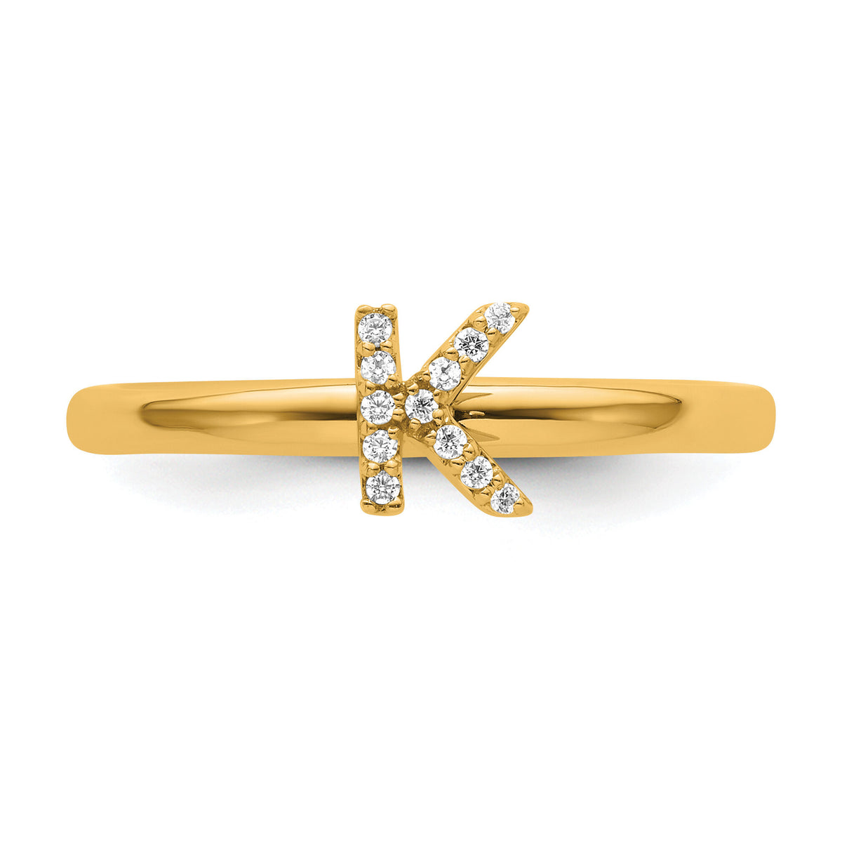 14K Stackable Diamond Initial K Ring-SK2112KY