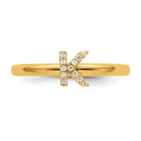 14K Stackable Diamond Initial K Ring-SK2112KY