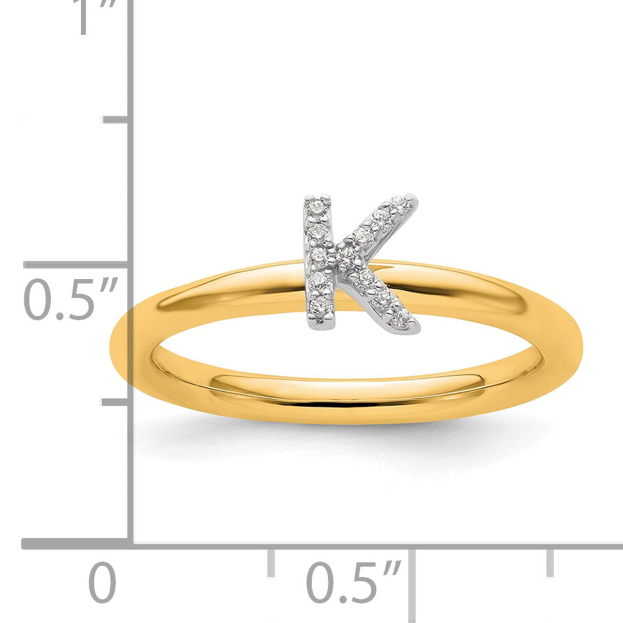 14K Stackable Diamond Initial K Ring-SK2112KY