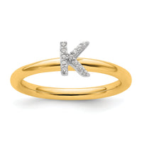 14K Stackable Diamond Initial K Ring-SK2112KY
