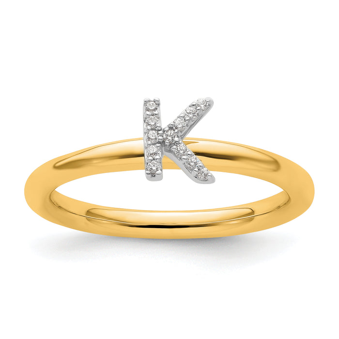 14K Stackable Diamond Initial K Ring-SK2112KY