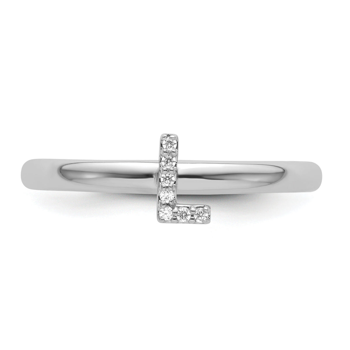 14K White Gold Stackable Diamond Initial L Ring-SK2112LW