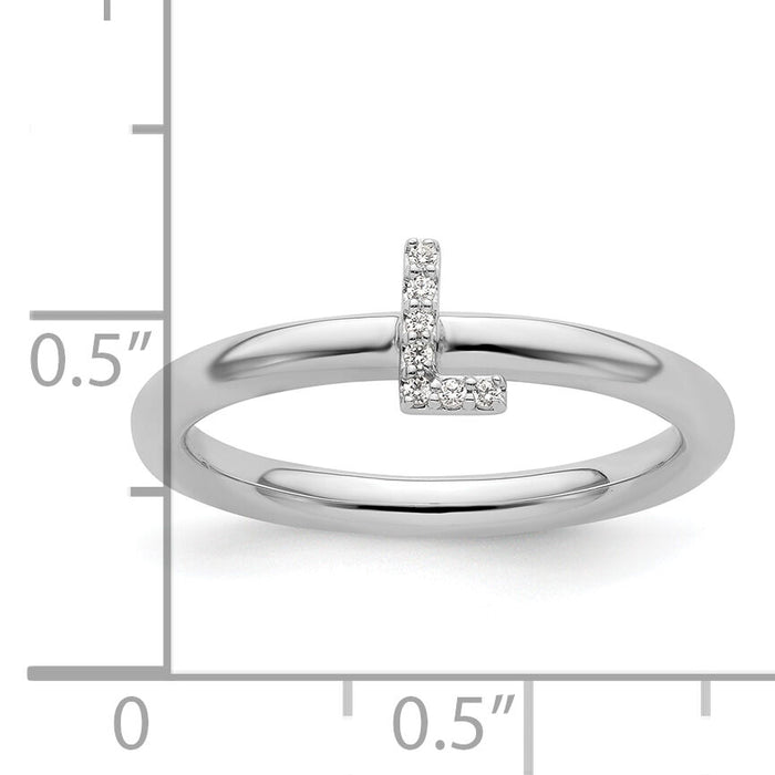 14K White Gold Stackable Diamond Initial L Ring-SK2112LW