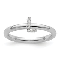 14K White Gold Stackable Diamond Initial L Ring-SK2112LW
