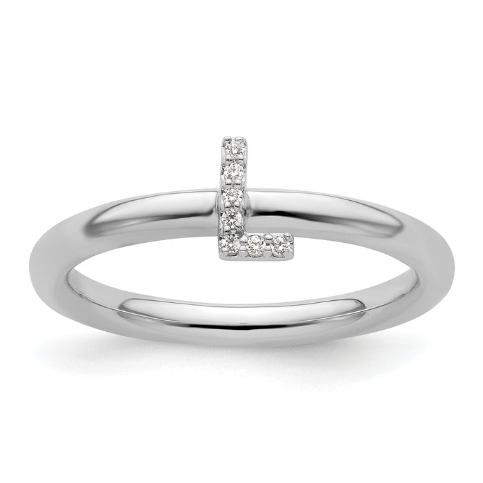 14K White Gold Stackable Diamond Initial L Ring-SK2112LW