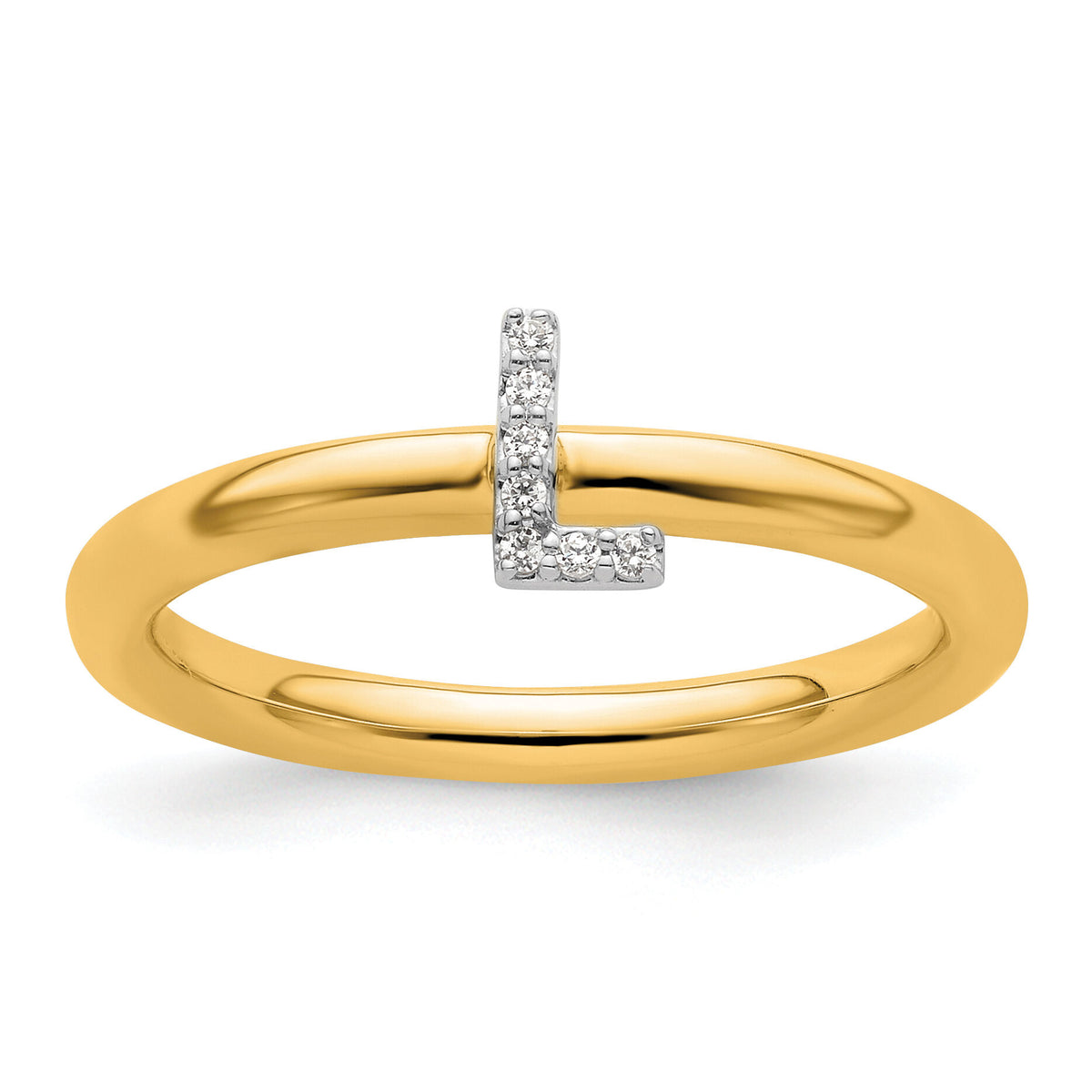 14K Stackable Diamond Initial L Ring-SK2112LY