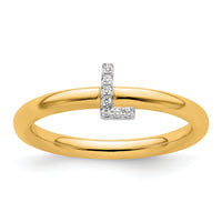 14K Stackable Diamond Initial L Ring-SK2112LY