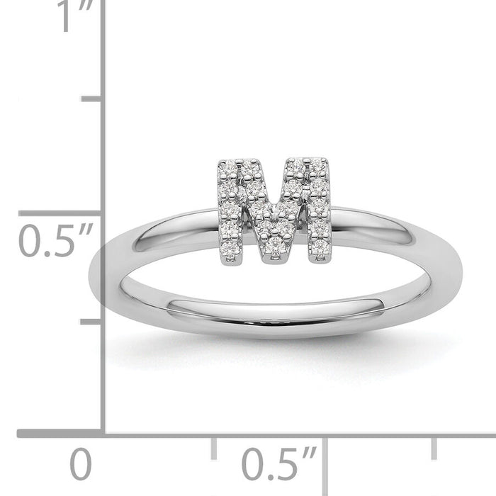 14K White Gold Stackable Diamond Initial M Ring-SK2112MW