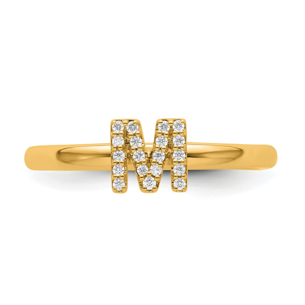 14K Stackable Diamond Initial M Ring-SK2112MY