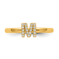 14K Stackable Diamond Initial M Ring-SK2112MY