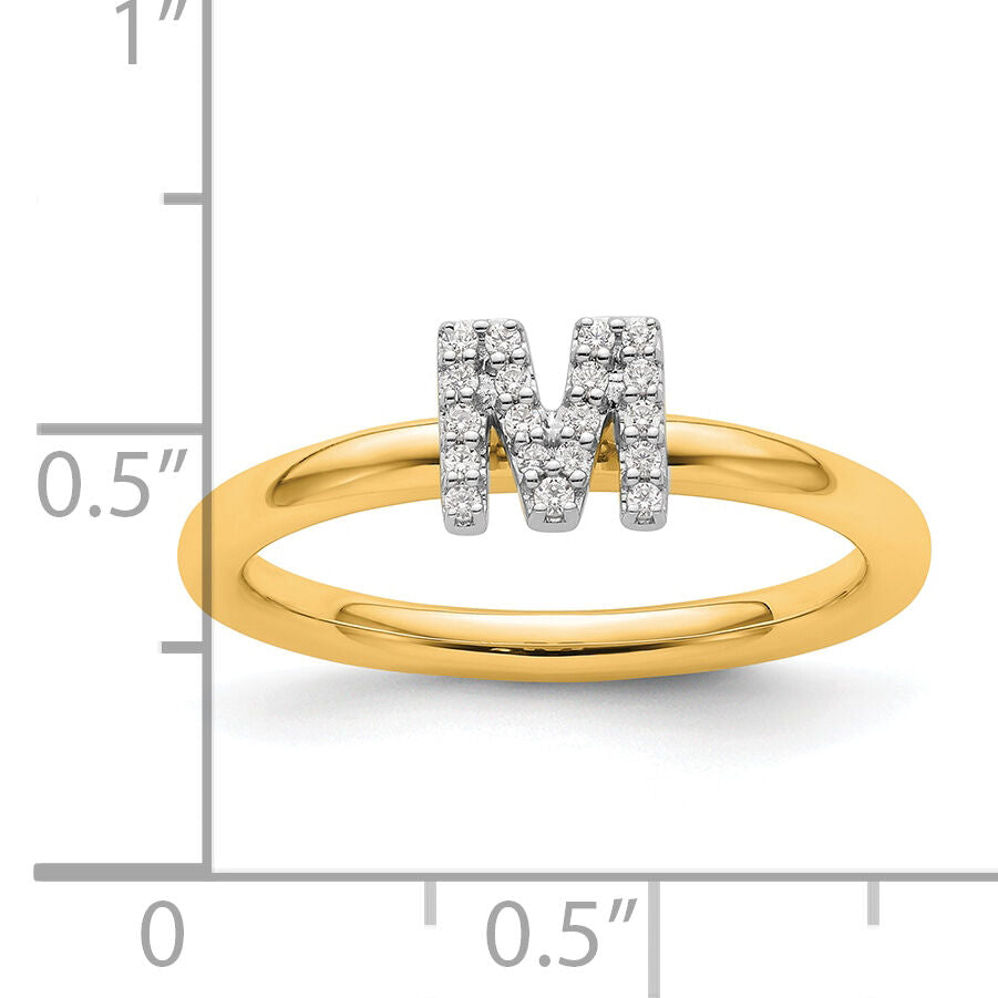 14K Stackable Diamond Initial M Ring-SK2112MY