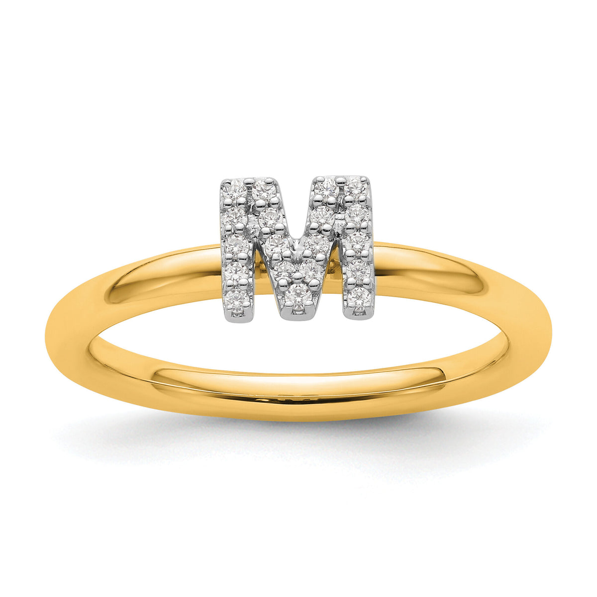 14K Stackable Diamond Initial M Ring-SK2112MY
