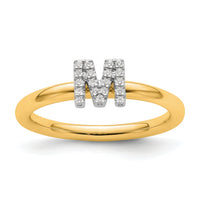 14K Stackable Diamond Initial M Ring-SK2112MY