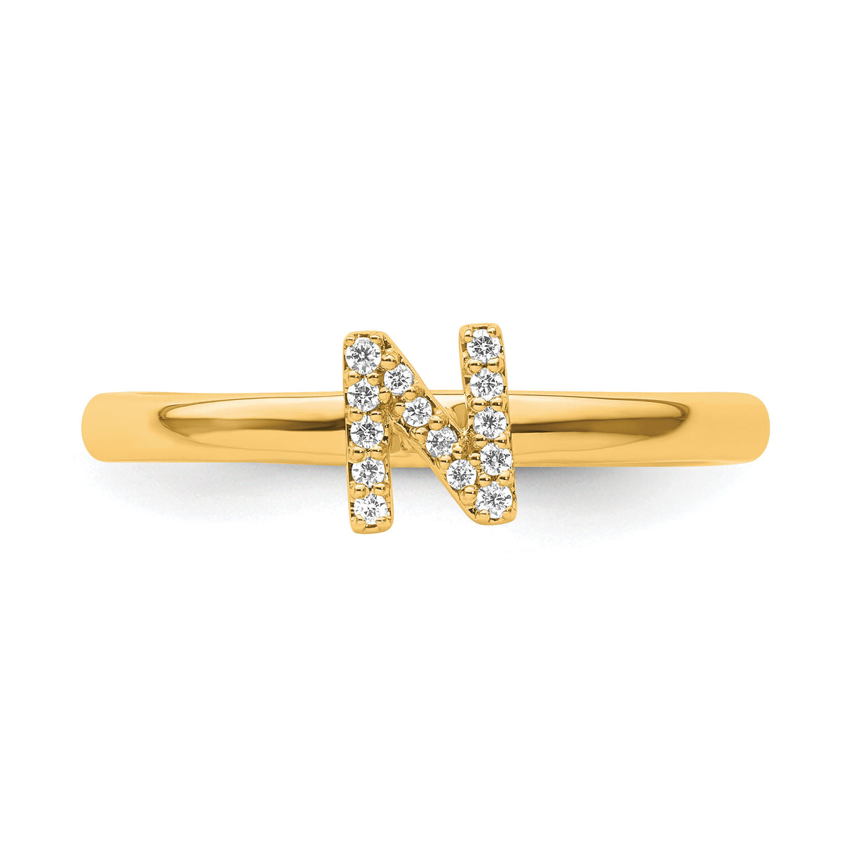 14K Stackable Diamond Initial N Ring-SK2112NY