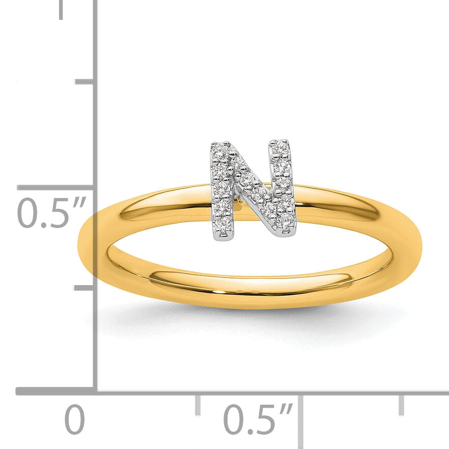 14K Stackable Diamond Initial N Ring-SK2112NY